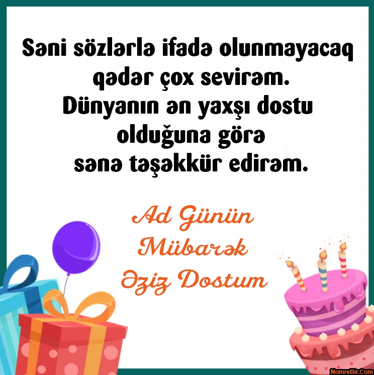 Dostuma Mənalı Ad Günü Təbriki Şəkilli